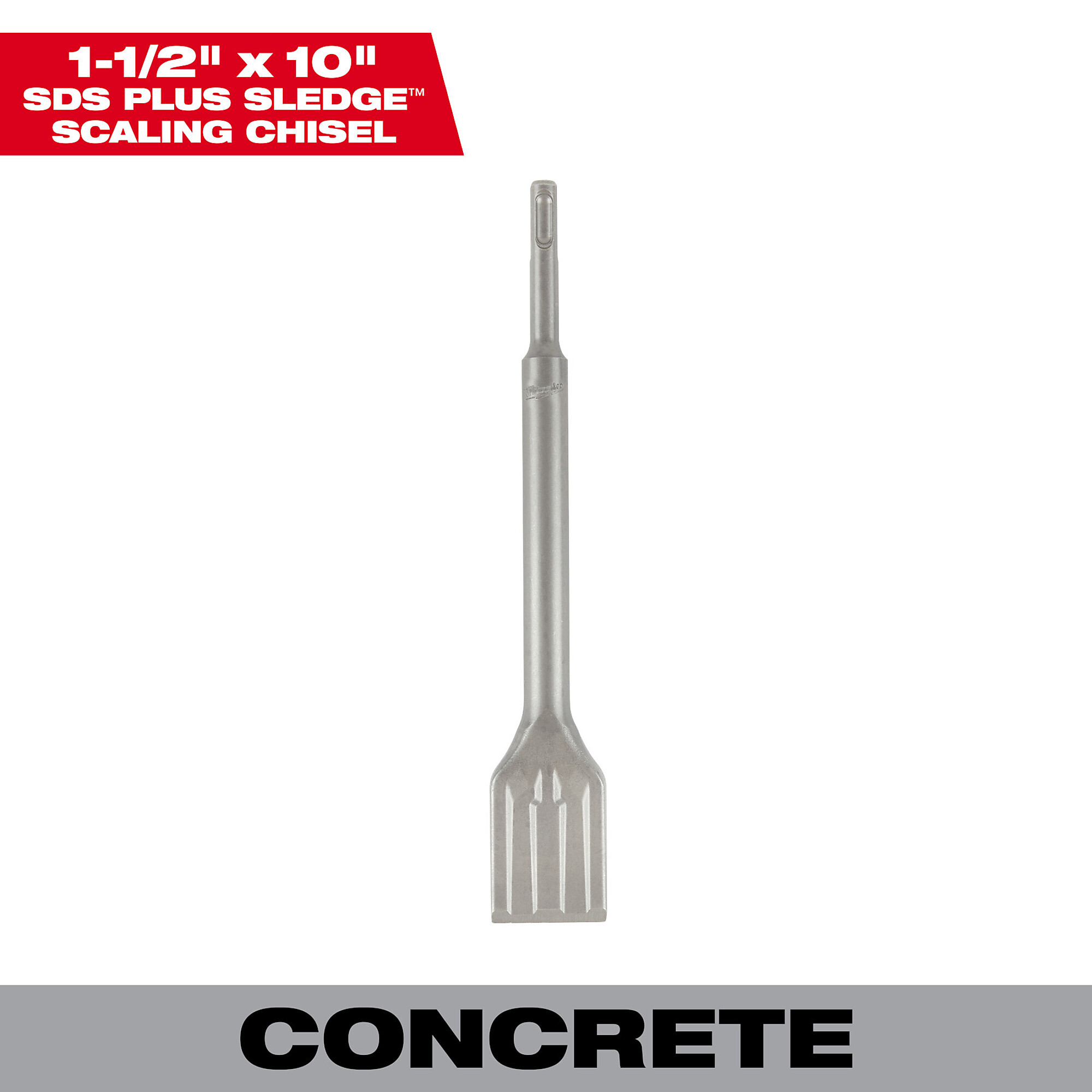 Milwaukee SDS Plus Scaling Chisel, 1 1/2in. x 10in.L, Model# 48-62-6056